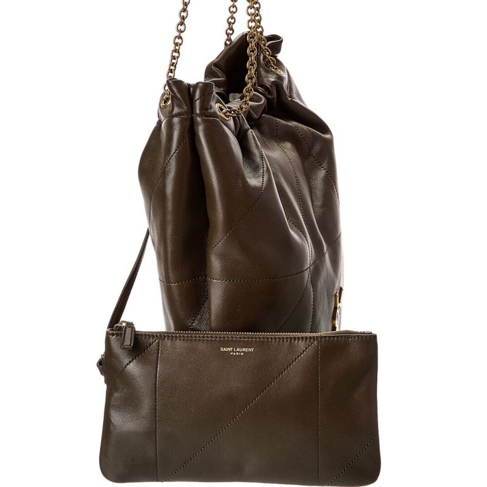 Saint Laurent Jamie 4.3 Pochon Leather Shoulder Bag, Green - Picture 3 of 5